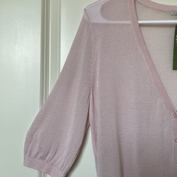 NWT H&M Conscious Fine-knit Cardigan Womens L pink cropped Ballet Core Sheer - Picture 4 of 7